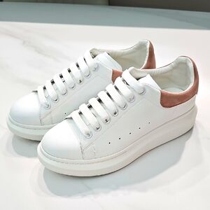 Alexander McQueen Oversized Leather Sneakers White With Suede